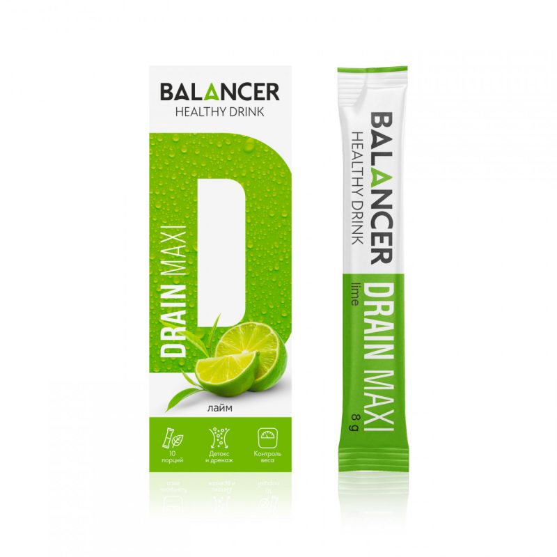 Дренирующий напиток BALANCER DRAIN MAXI со вкусом «Лайм», 10 стиков